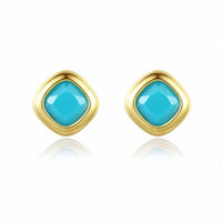 Geometry Blue Crystal Rhombus Sterling Silver Stud Earrings