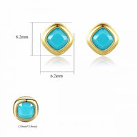 Geometry Blue Crystal Rhombus Sterling Silver Stud Earrings