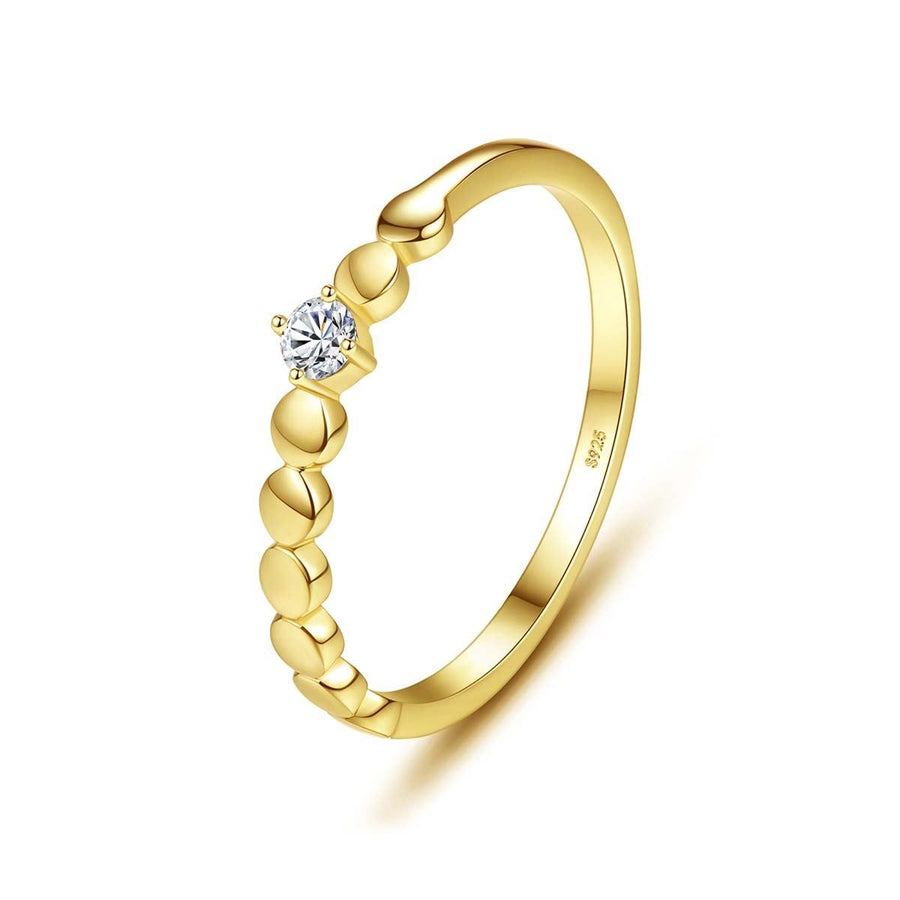 Geometry Crystal Ring, 14K Gold Plated 925 Sterling Silver