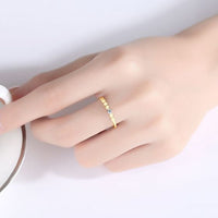 Geometry Crystal Ring, 14K Gold Plated 925 Sterling Silver