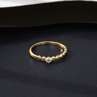 Geometry Crystal Ring, 14K Gold Plated 925 Sterling Silver