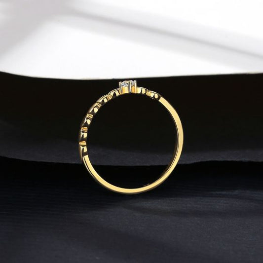 Geometry CZ Ring, 14K Gold Plated 925 Sterling Silver