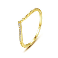 V Shape Crystal 925 Sterling Silver Ring