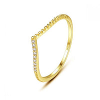 V Shape Crystal 925 Sterling Silver Ring