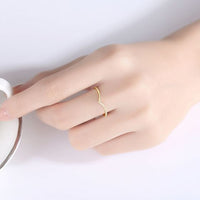 V Shape Crystal 925 Sterling Silver Ring