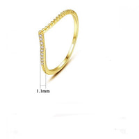 V Shape Crystal 925 Sterling Silver Ring