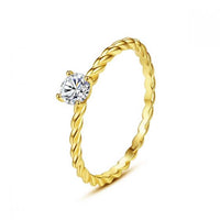 Twisted Round Crystal Ring in Sterling Silver with 14K Yellow Gold Plate
