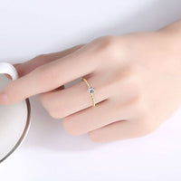Twisted Round Crystal Ring in Sterling Silver with 14K Yellow Gold Plate