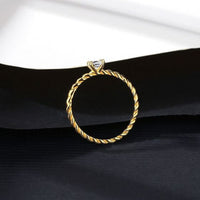 Twisted Round Crystal Ring in Sterling Silver with 14K Yellow Gold Plate