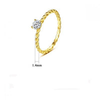 Twisted Round Crystal Ring in Sterling Silver with 14K Yellow Gold Plate