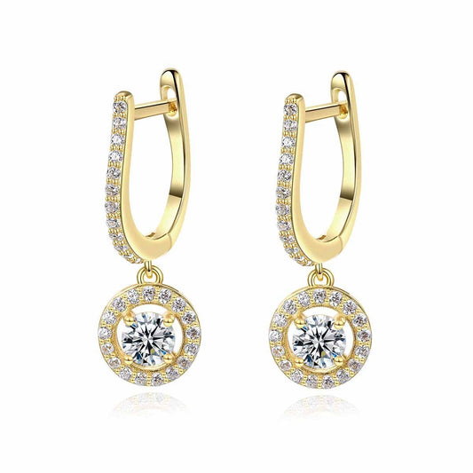 U-Shape Round CZ 925 Sterling Silver Hoop Earrings
