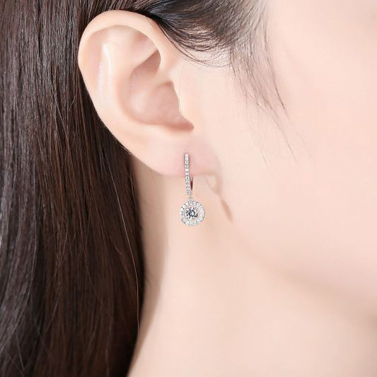 U-Shape Round CZ 925 Sterling Silver Hoop Earrings
