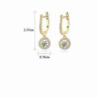 U-Shape Round Crystal 925 Sterling Silver Hoop Earrings