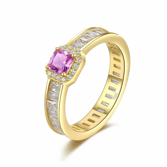 Pink Radiant CZ 925 Sterling Silver Ring