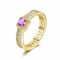 Pink Radiant Crystal 925 Sterling Silver Ring