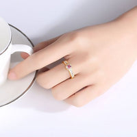 Pink Radiant Crystal 925 Sterling Silver Ring