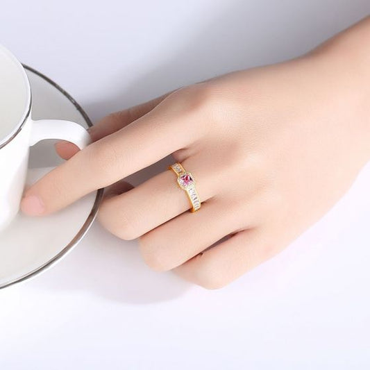 Pink Radiant CZ 925 Sterling Silver Ring