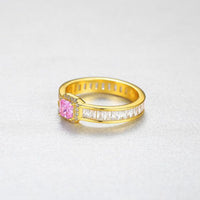 Pink Radiant Crystal 925 Sterling Silver Ring
