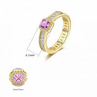 Pink Radiant Crystal 925 Sterling Silver Ring