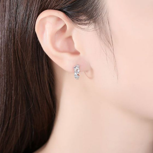 Waterdrop CZ 925 Sterling Silver Huggie Hoop Earrings
