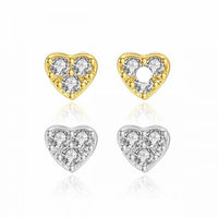 Mini Crystal Heart Sterling Silver Stud Earrings