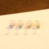 Mini Crystal Heart Sterling Silver Stud Earrings