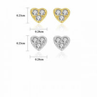 Mini Crystal Heart Sterling Silver Stud Earrings