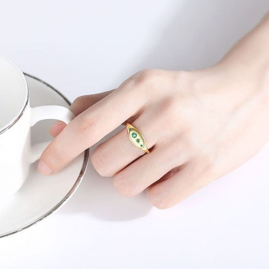 Green Cubic Zirconia 925 Sterling Silver Ring