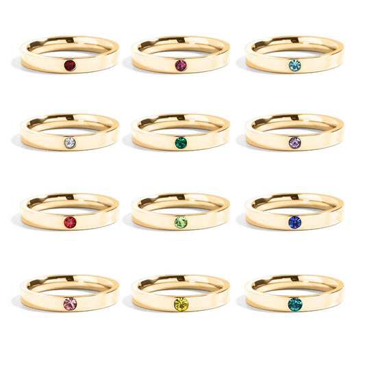 18K Gold PVD Birthstone Engravable Stacking Ring