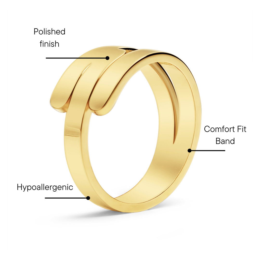 18K Gold PVD 3-Name Wrap Ring