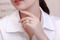 Created Sapphire Crown Ring, 925 Sterling Silver