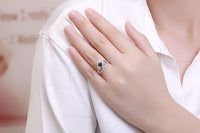 Created Sapphire Crown Ring, 925 Sterling Silver