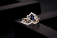 Created Sapphire Crown Ring, 925 Sterling Silver