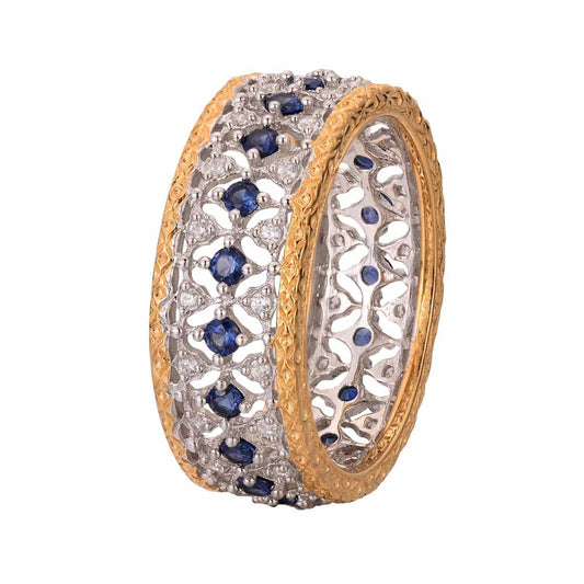 Created Sapphire CZ Square Sterling Silver Ring