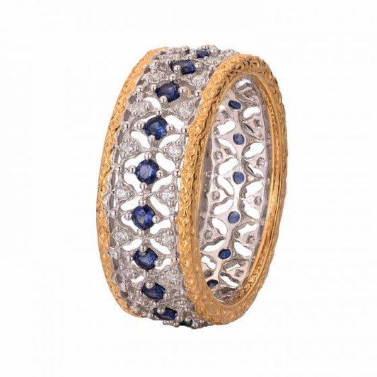 Created Sapphire CZ Square Sterling Silver Ring