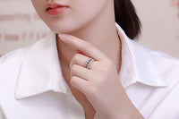 Created Sapphire Crystal Square Sterling Silver Ring