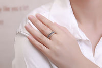 Created Sapphire Crystal Square Sterling Silver Ring