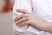 Created Ruby Crystal Flower Ring in 925 Sterling Silver