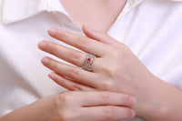 Holiday Created Ruby Crystal Hollow Sterling Silver Ring