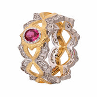 Oval Created Ruby Sun Cross Ring in 925 Sterling Silver