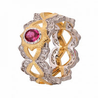 Oval Created Ruby Sun Cross Ring in 925 Sterling Silver