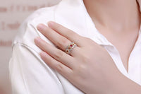 Oval Created Ruby Sun Cross Ring in 925 Sterling Silver