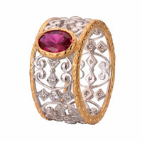 Holiday Oval Created Ruby Carved 925 Sterling Silver Ring
