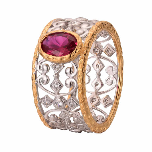 Holiday Oval Created Ruby Carved 925 Sterling Silver Ring