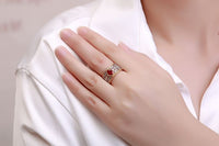 Holiday Oval Created Ruby Carved 925 Sterling Silver Ring