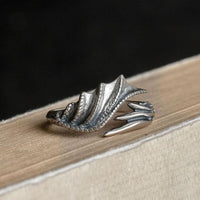 Modern Dragon Wings Sterling Silver Adjustable Ring