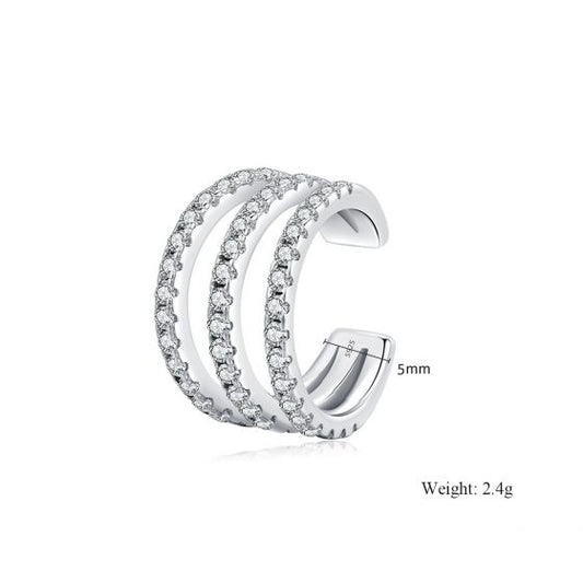 Geometric U-Shaped Adjustable Ear Cuff with Cubic Zirconia
