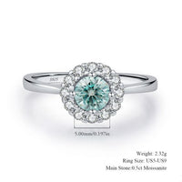 Moissanite Halo Geometric 925 Sterling Silver Ring