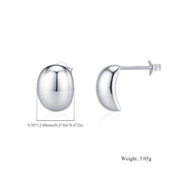 Elegant Geometric Oval .925 Sterling Silver Stud Earrings