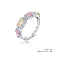 Geometric Multi-Color Cubic Zirconia 925 Sterling Silver Ring